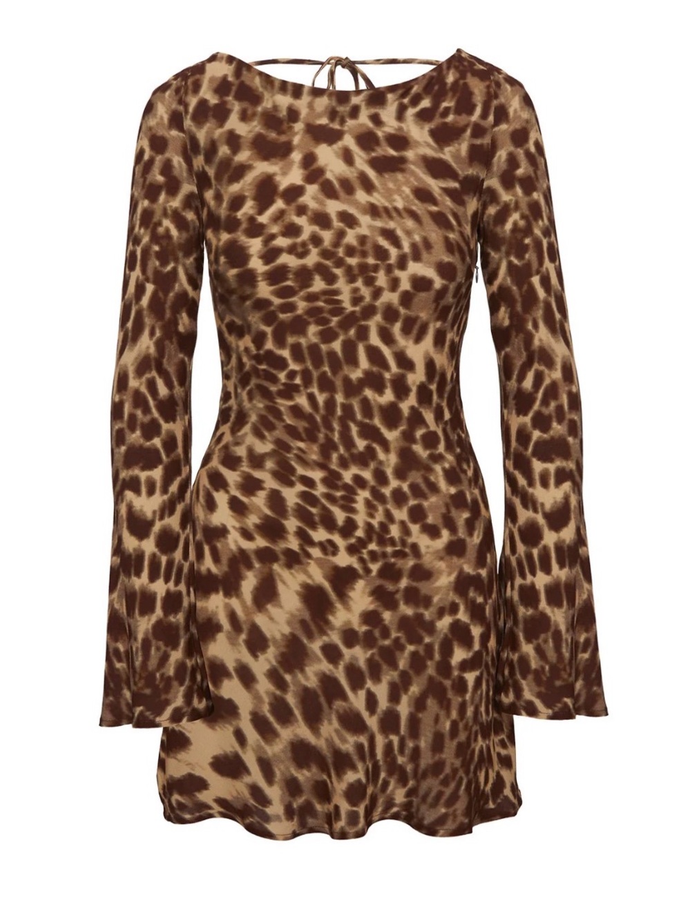 Princess Polly Brown Animal-Print Long-Sleeve Mini Dress
